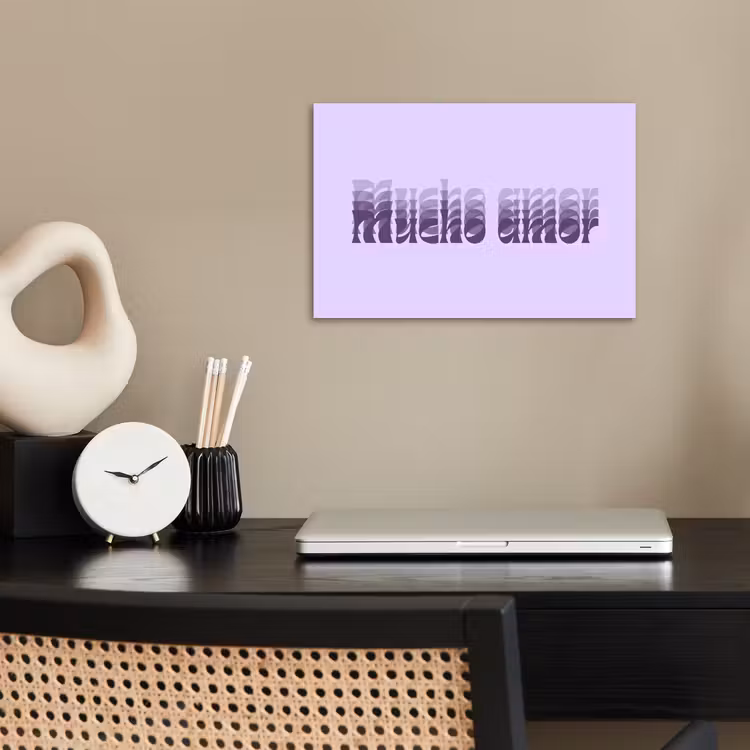 Poster - Mucho amor - Paars - Gelaagde letters — 2