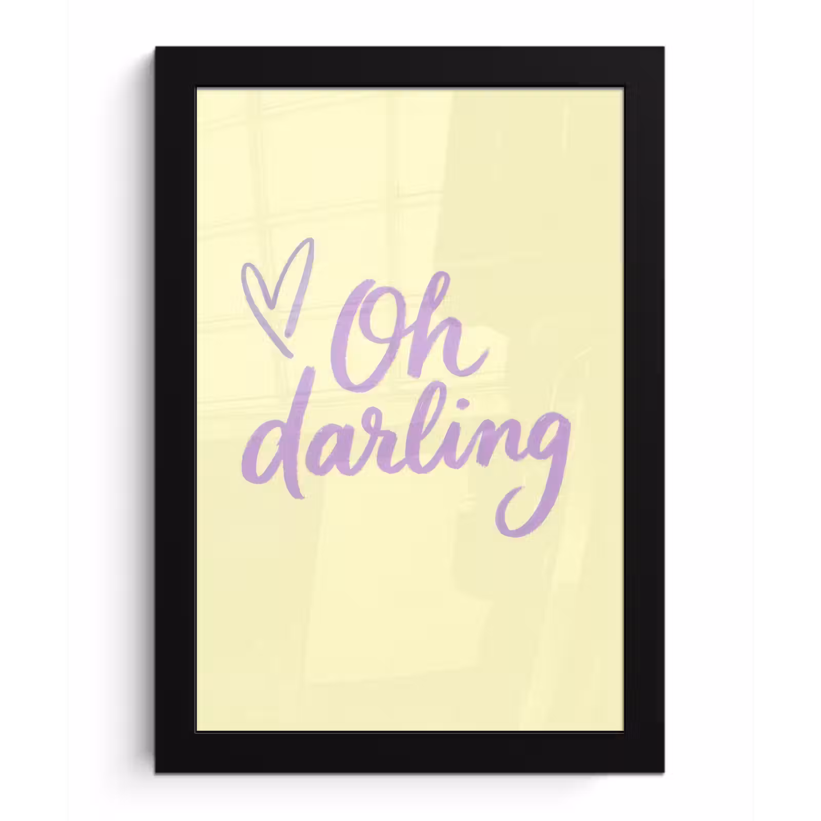 Poster met lijst - Oh darling - Geel - Hart — 1