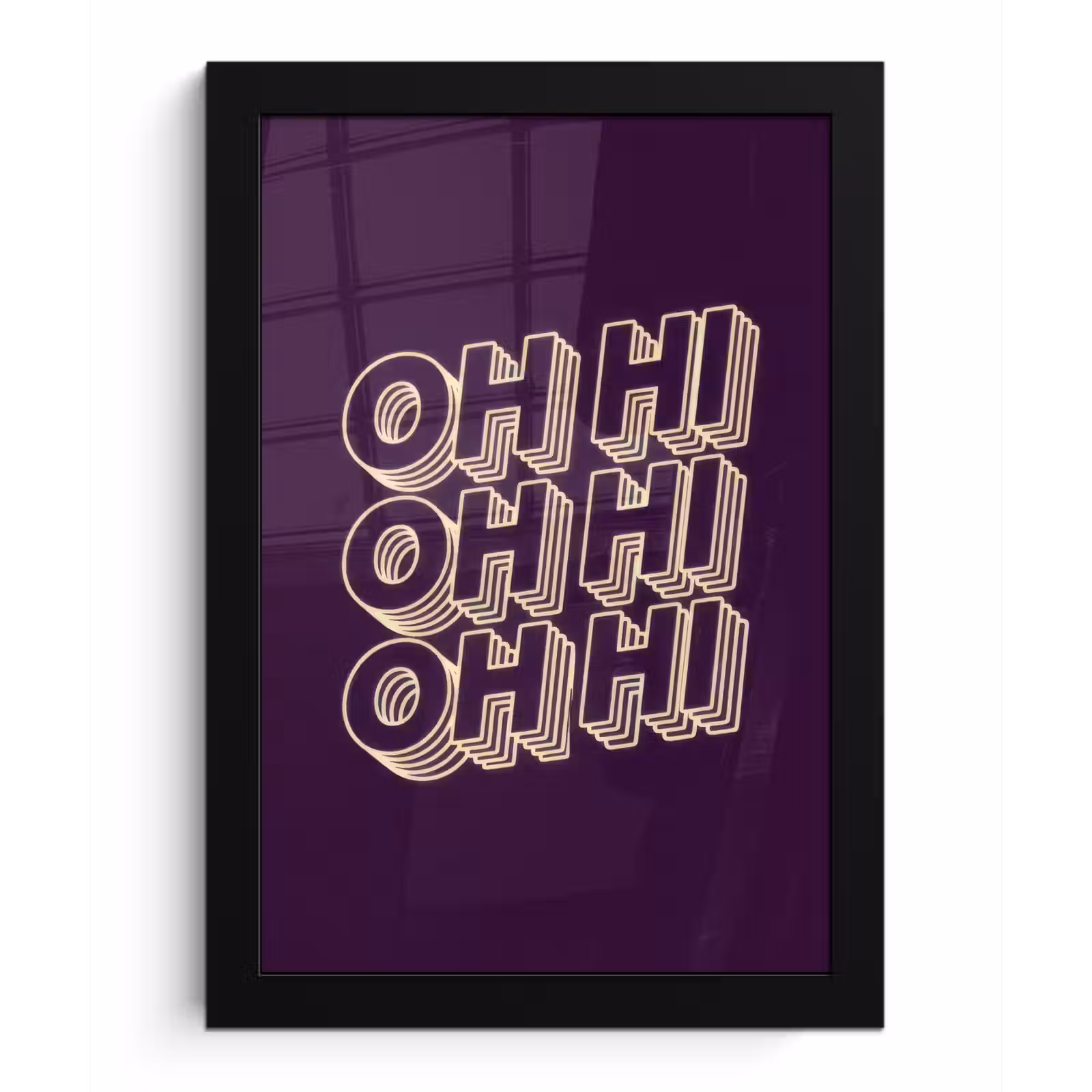 Poster met lijst - Oh hi - Paars - 3D — 1