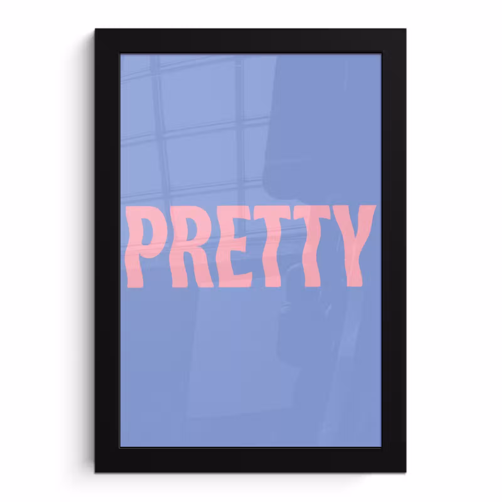 Poster met lijst - Pretty - Roze - Blauw - Golvend — 1