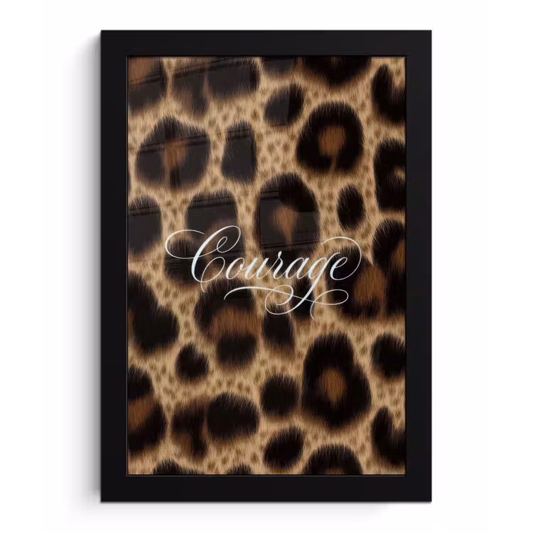 Poster met lijst - Luipaardprint - Bruin - Courage - Sierlijk — 1