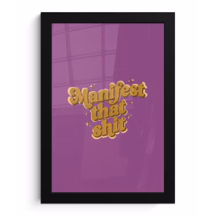 Poster met lijst - Manifest that shit - Paars - Glitter — 1