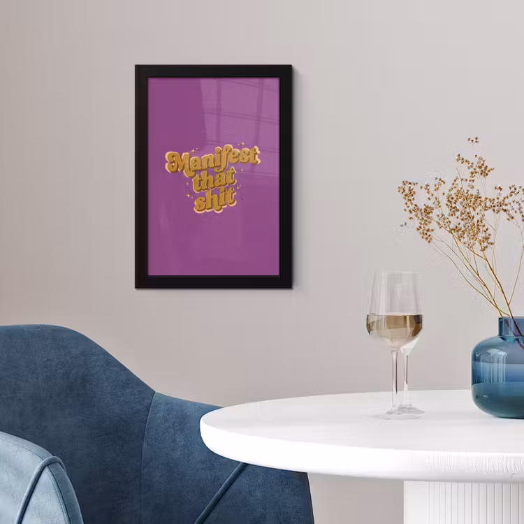 Poster met lijst - Manifest that shit - Paars - Glitter — 2