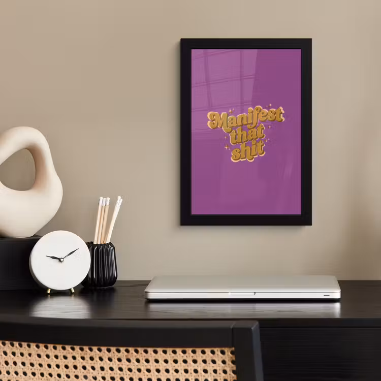 Poster met lijst - Manifest that shit - Paars - Glitter — 3