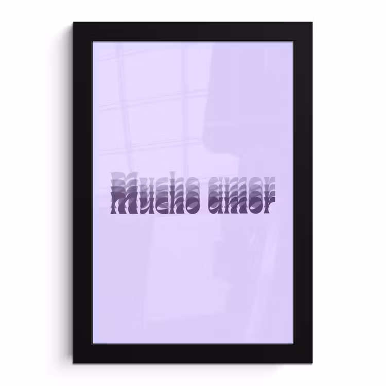 Poster met lijst - Mucho amor - Paars - Gelaagde letters — 1