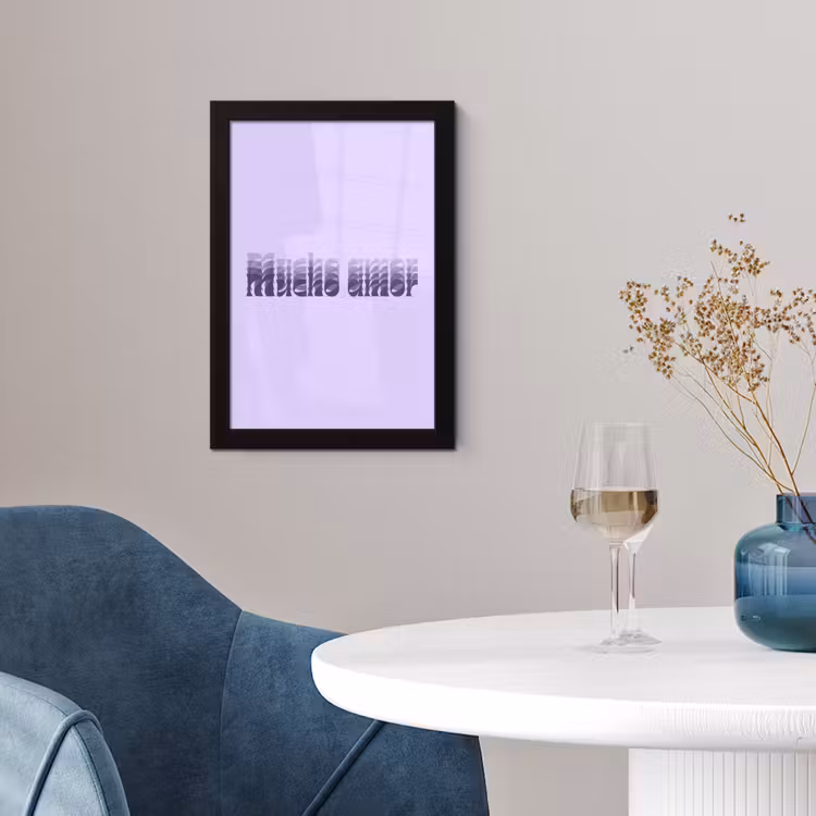 Poster met lijst - Mucho amor - Paars - Gelaagde letters — 2