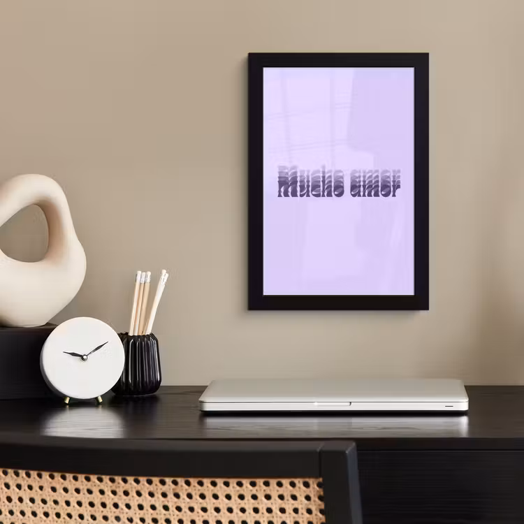 Poster met lijst - Mucho amor - Paars - Gelaagde letters — 3