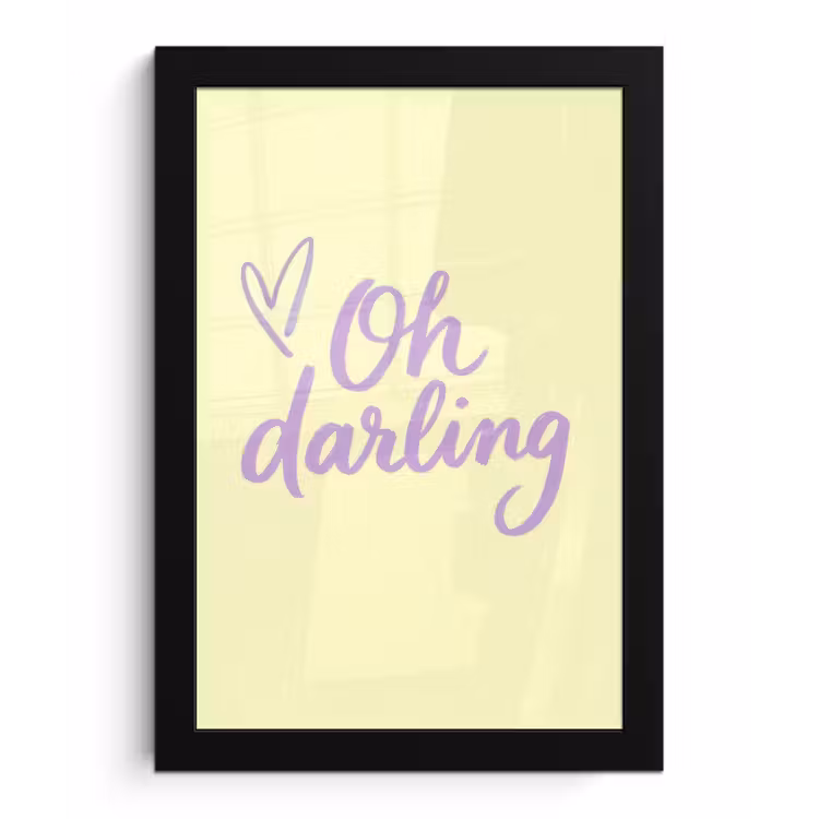 Poster met lijst - Oh darling - Geel - Hart — 1