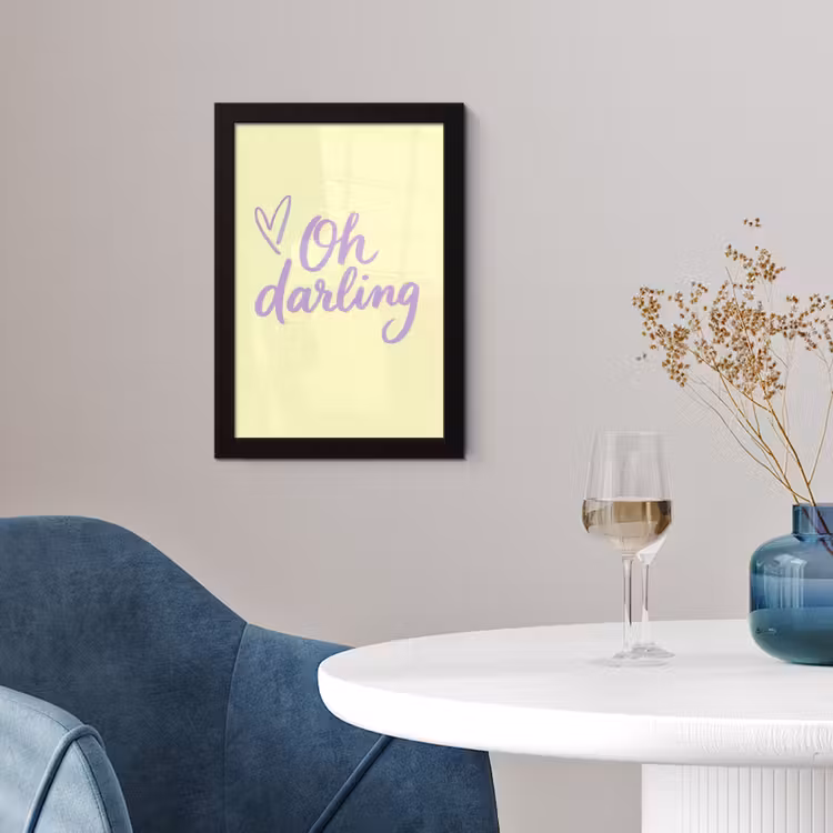 Poster met lijst - Oh darling - Geel - Hart — 2