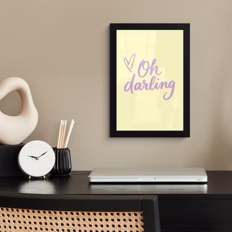 Poster met lijst - Oh darling - Geel - Hart — 3
