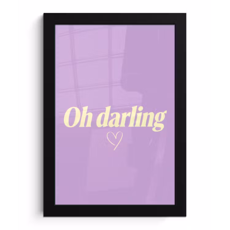 Poster met lijst - Oh darling - Hart - Paars — 1