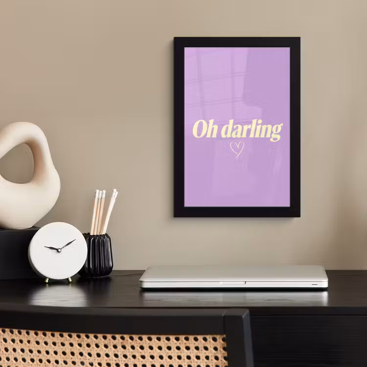 Poster met lijst - Oh darling - Hart - Paars — 3