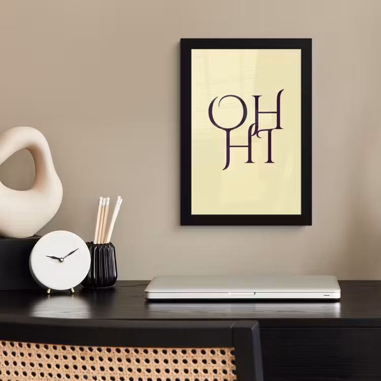 Poster met lijst - Oh hi - Geel - Monogram — 3