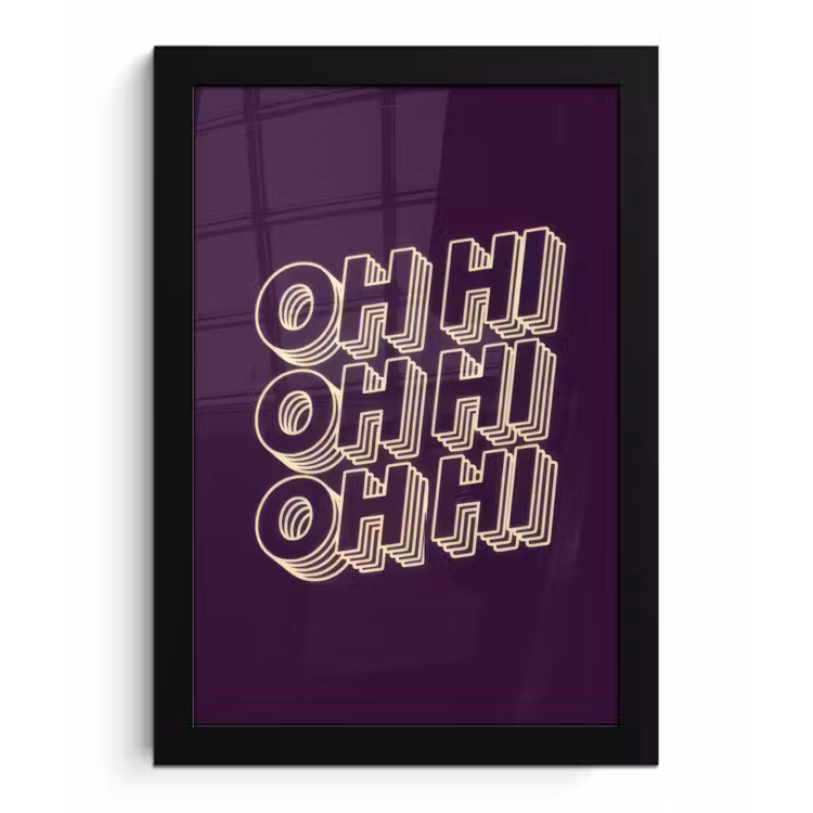 Poster met lijst - Oh hi - Paars - 3D — 1