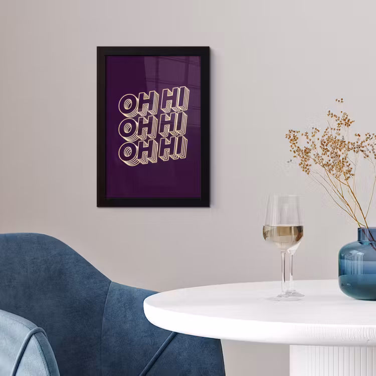 Poster met lijst - Oh hi - Paars - 3D — 2
