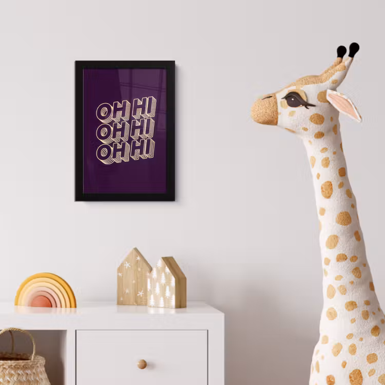 Poster met lijst - Oh hi - Paars - 3D — 5