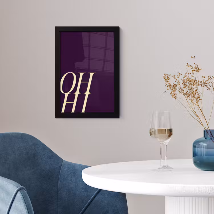 Poster met lijst - Oh hi - Paars - Cursief — 2