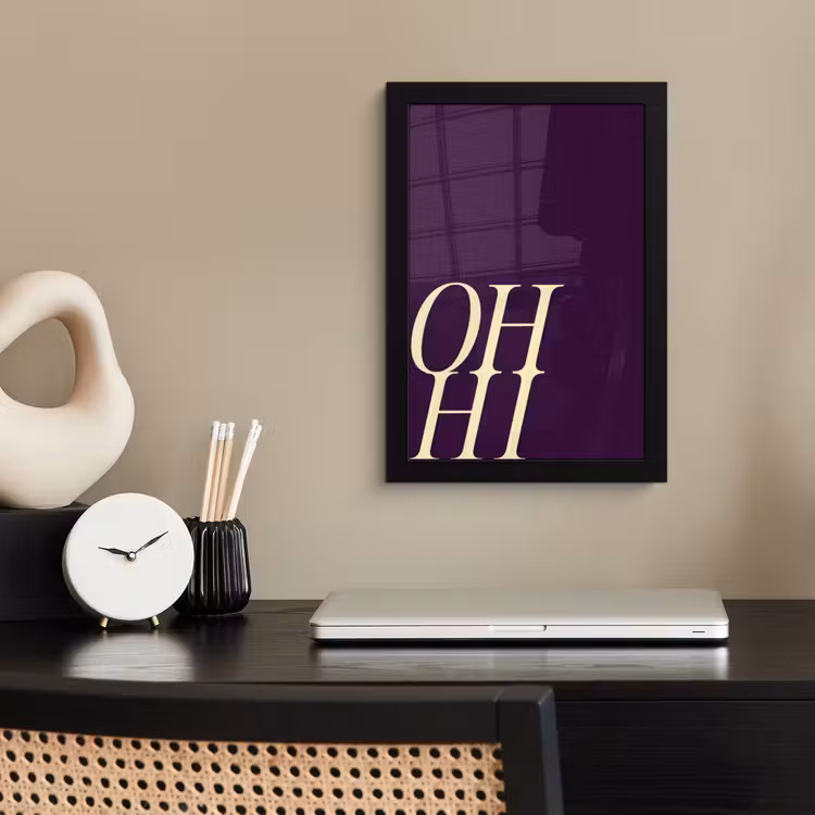 Poster met lijst - Oh hi - Paars - Cursief — 3