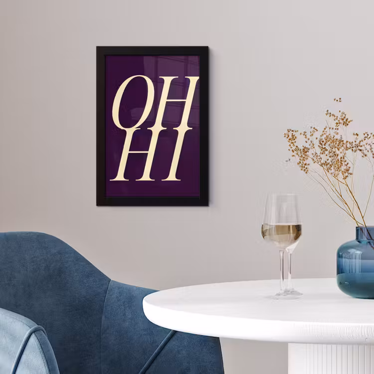 Poster met lijst - Oh hi - Paars - Minimalistisch — 2