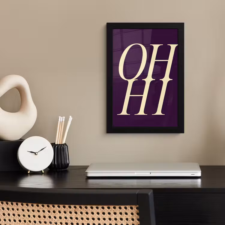 Poster met lijst - Oh hi - Paars - Minimalistisch — 3
