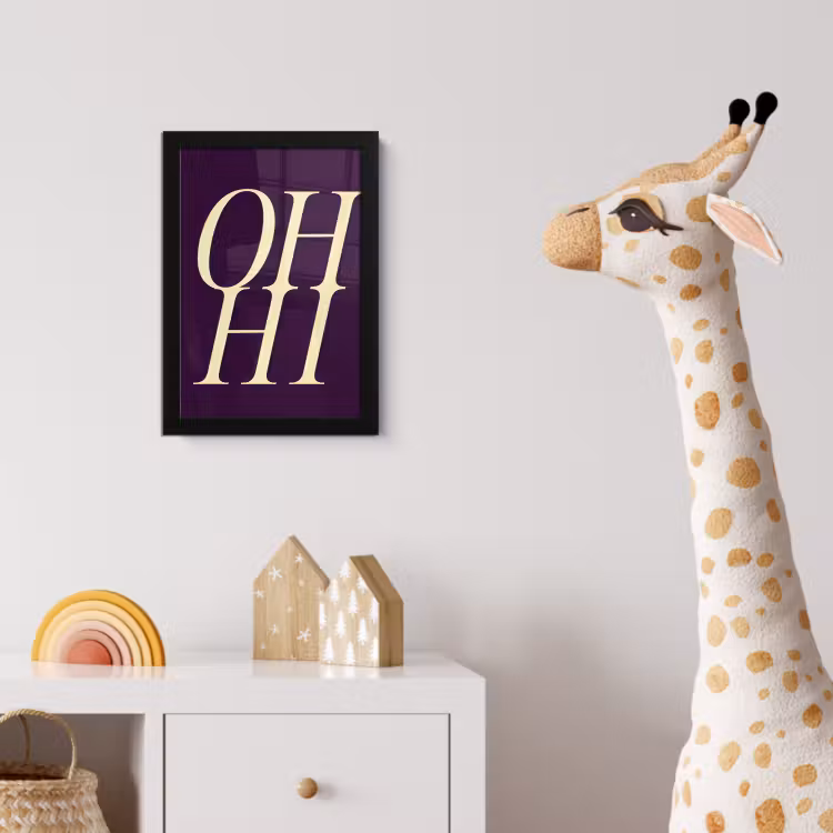 Poster met lijst - Oh hi - Paars - Minimalistisch — 5