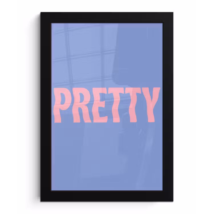 Poster met lijst - Pretty - Roze - Blauw - Golvend — 1