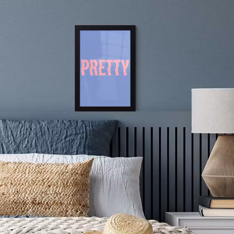Poster met lijst - Pretty - Roze - Blauw - Golvend — 4