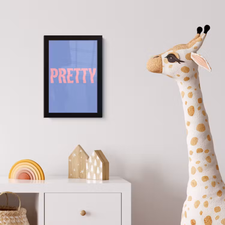 Poster met lijst - Pretty - Roze - Blauw - Golvend — 5