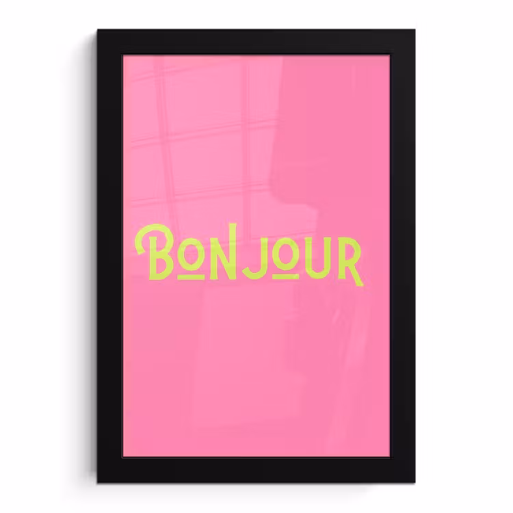 Poster met lijst - Roze - Groene Bonjour - art-deco — 1