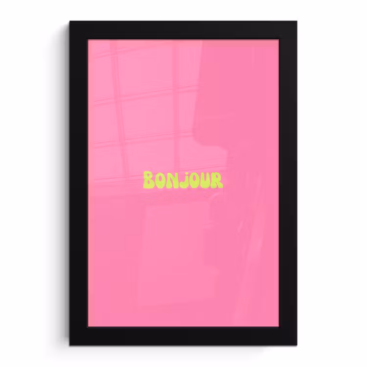 Poster met lijst - Roze - Groene bonjour - Organisch — 1
