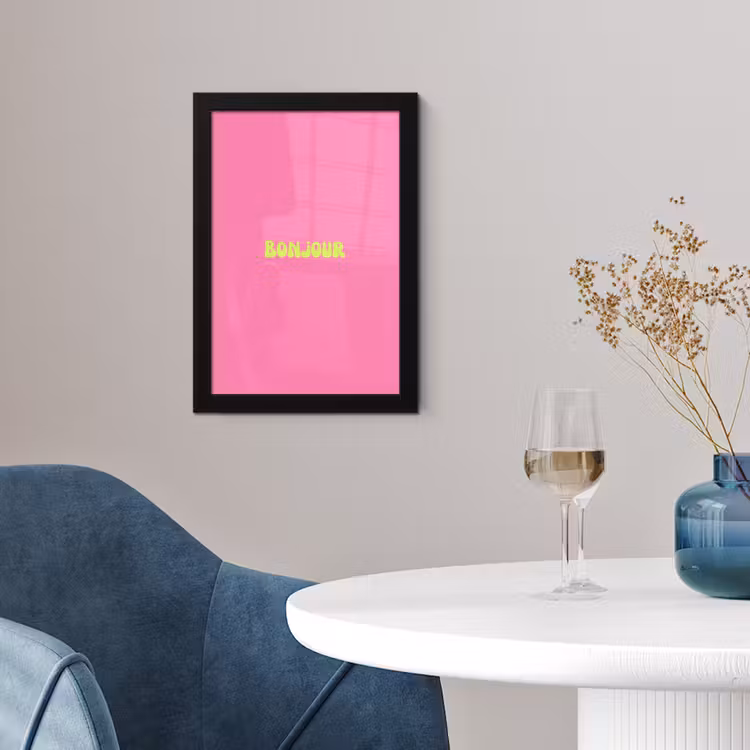 Poster met lijst - Roze - Groene bonjour - Organisch — 2