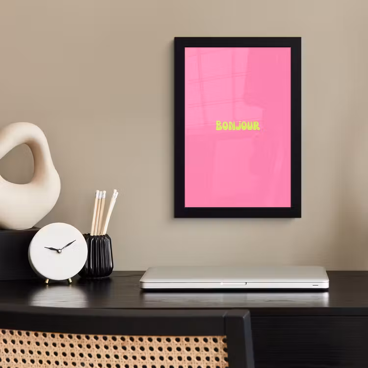 Poster met lijst - Roze - Groene bonjour - Organisch — 3