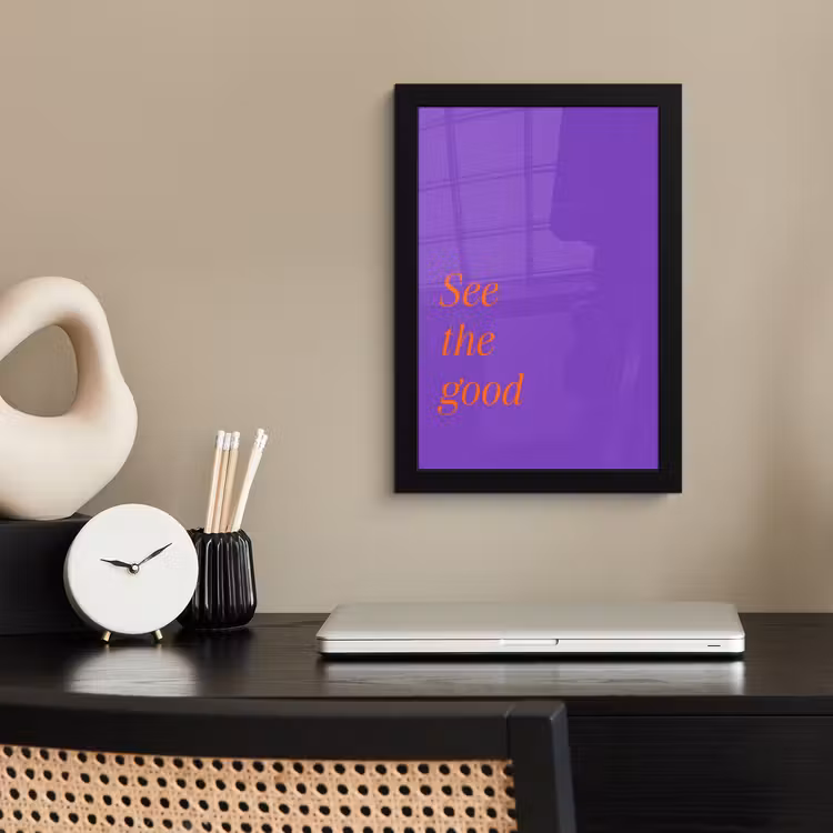 Poster met lijst - See the good - Oranje - Paars — 3