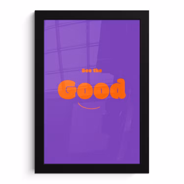 Poster met lijst - See the good - Oranje - Paars - Smiley — 1