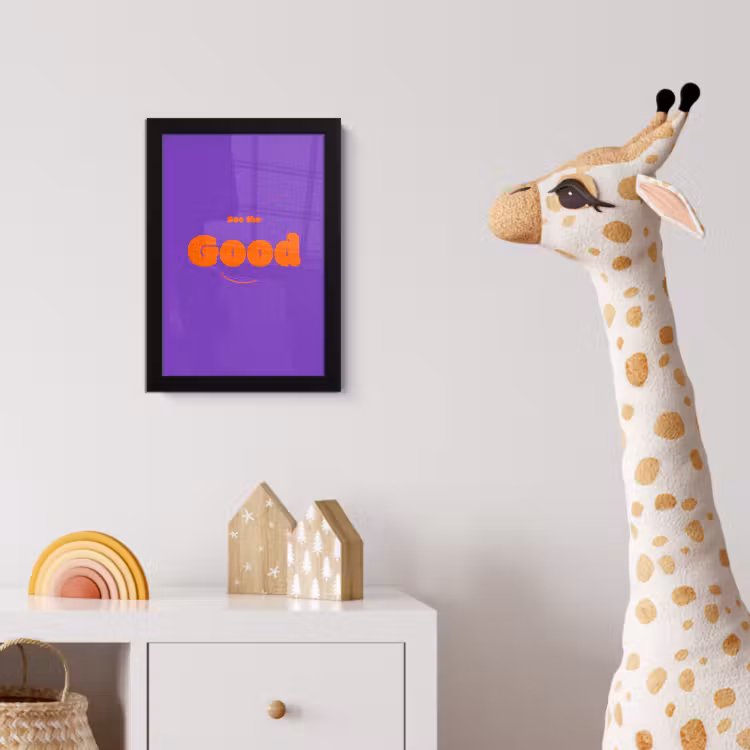 Poster met lijst - See the good - Oranje - Paars - Smiley — 5