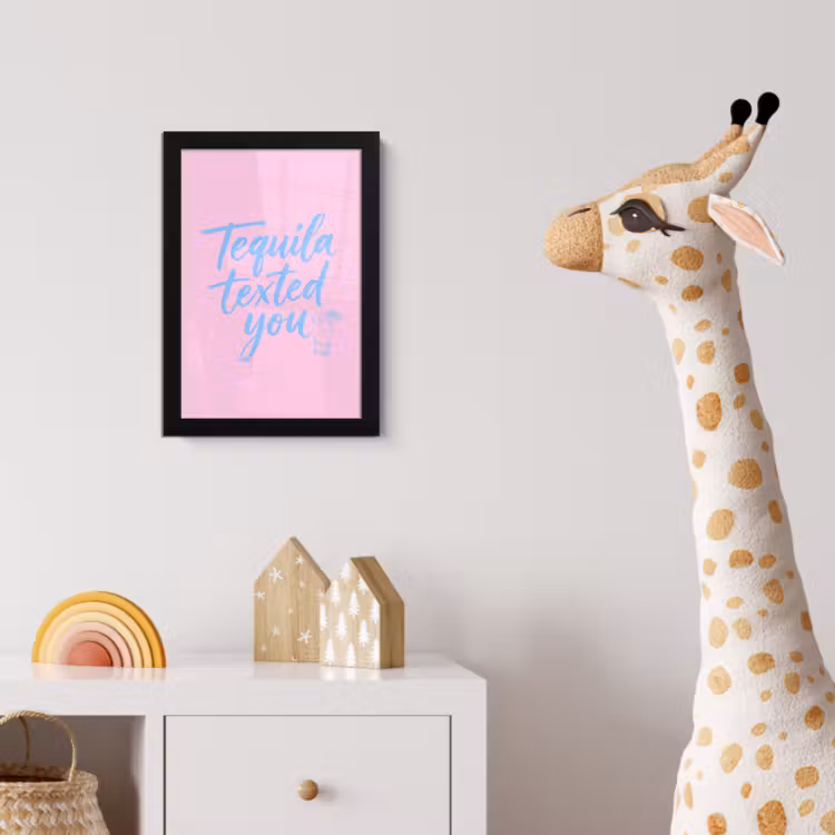 Poster met lijst - Tequila texted you - Roze - Blauw — 5