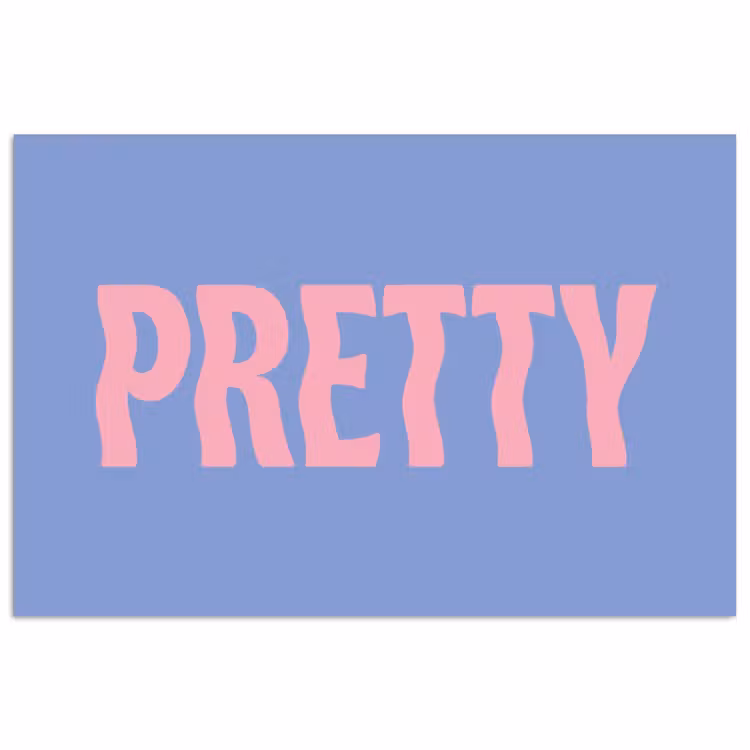 Poster - Pretty - Roze - Blauw - Golvend — 1