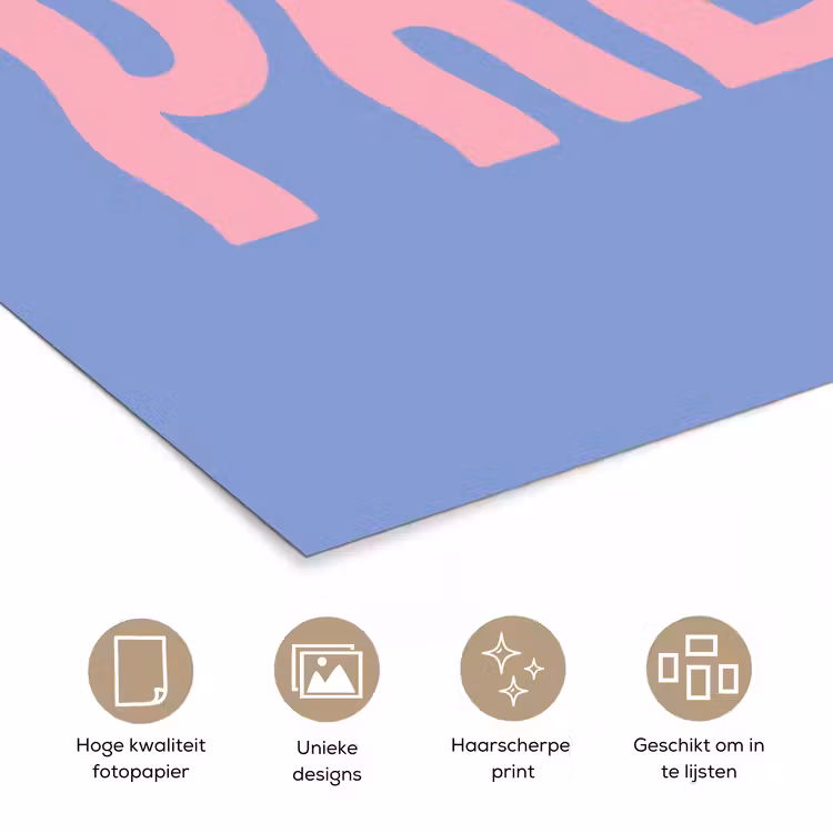 Poster - Pretty - Roze - Blauw - Golvend — 5