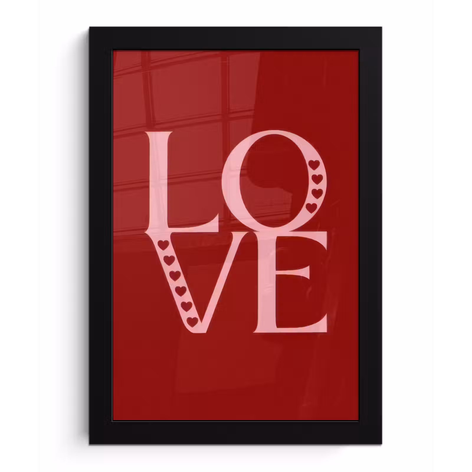Poster met lijst - Love - Rood - Hatjes — 1