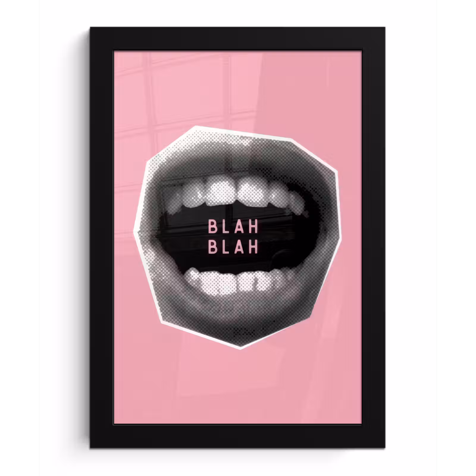 Poster met lijst - Mond - BLAH BLAH - Roze — 1