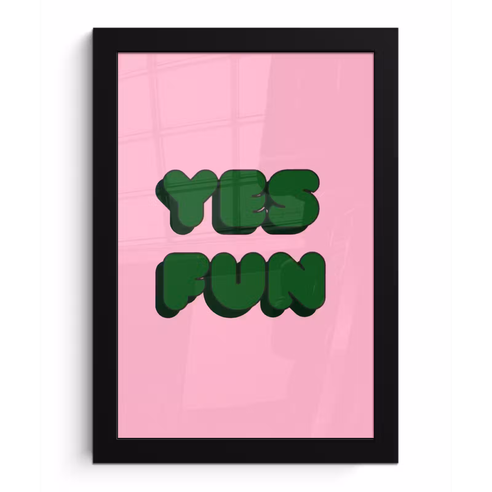 Poster met lijst - Yes fun - Groen - Roze — 1
