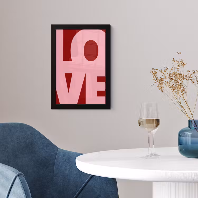 Poster met lijst - Love - Rood - Blokletters — 2