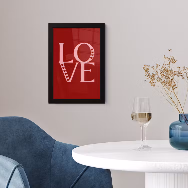 Poster met lijst - Love - Rood - Hatjes — 2