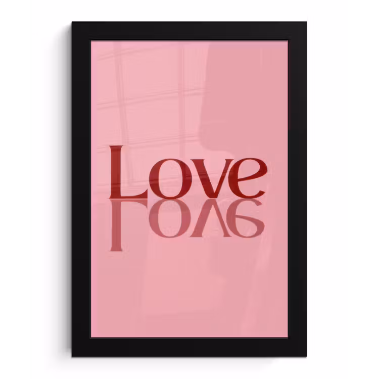 Poster met lijst - Love - Roze - Spiegeling — 1