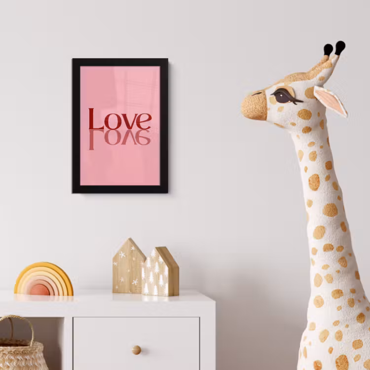 Poster met lijst - Love - Roze - Spiegeling — 5