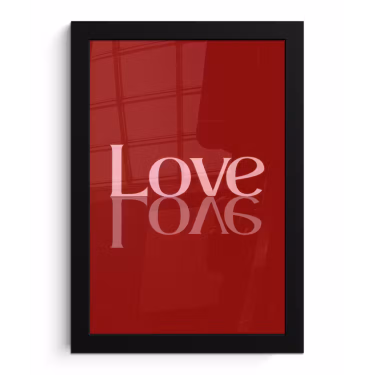 Poster met lijst - Love - Spiegeling - Rood — 1