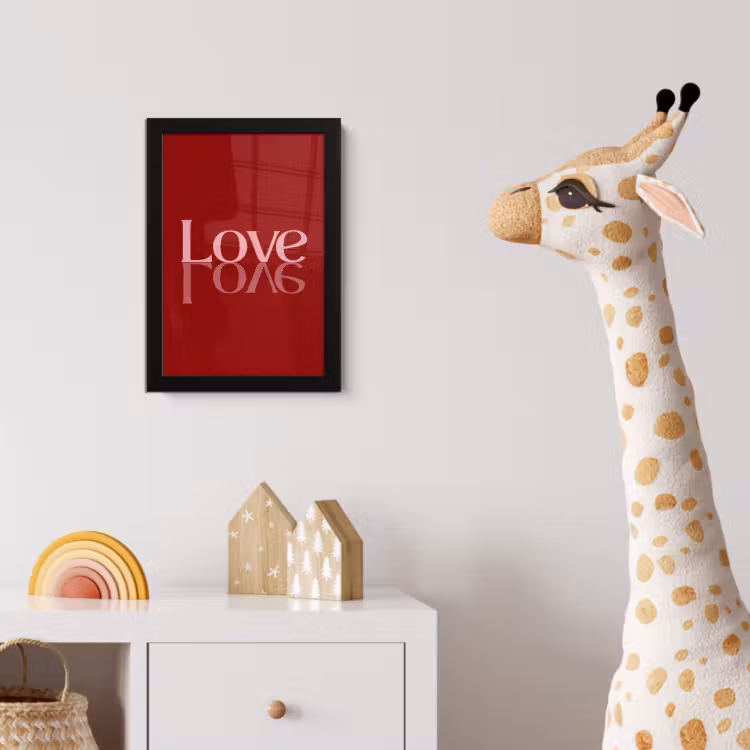 Poster met lijst - Love - Spiegeling - Rood — 5