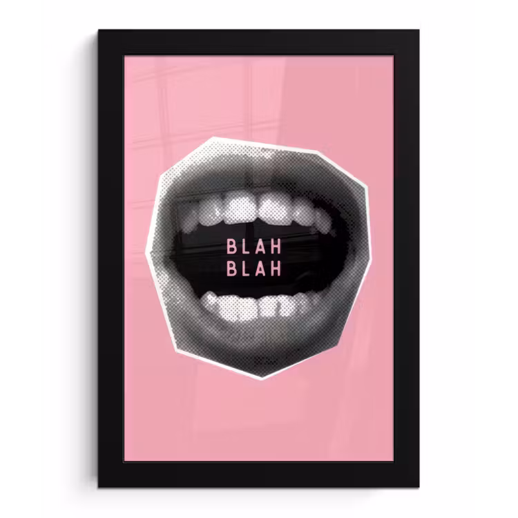 Poster met lijst - Mond - BLAH BLAH - Roze — 1