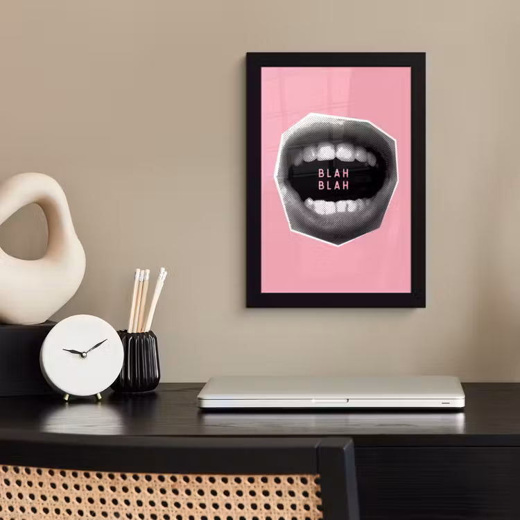 Poster met lijst - Mond - BLAH BLAH - Roze — 3