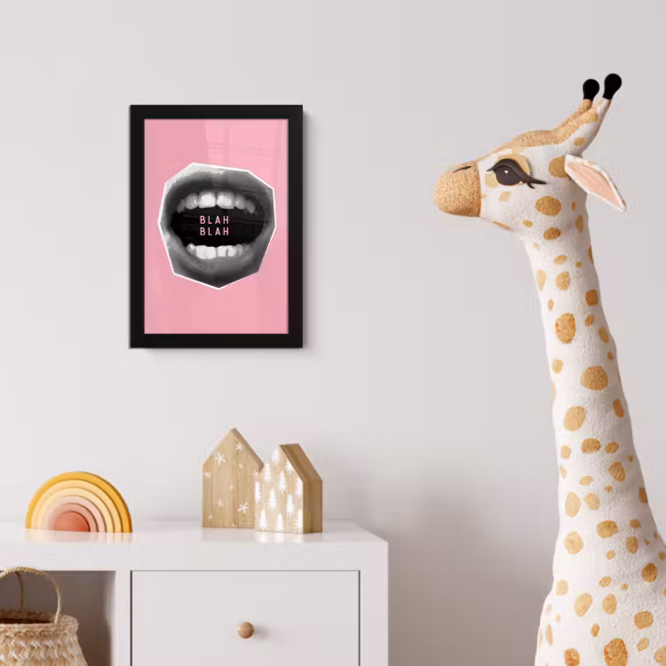 Poster met lijst - Mond - BLAH BLAH - Roze — 5
